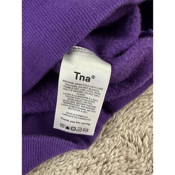 Aritzia TNA Crop Sweatshirt Women’s XS Fleece Perfect 1/4 Quarter Zip Purple - Picture 7 of 11